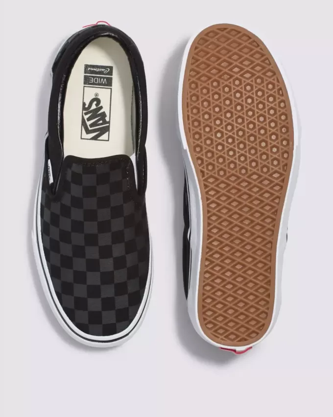 Customs Klassischer Slip-On-Schachbrett-Schuh in weiter Passform