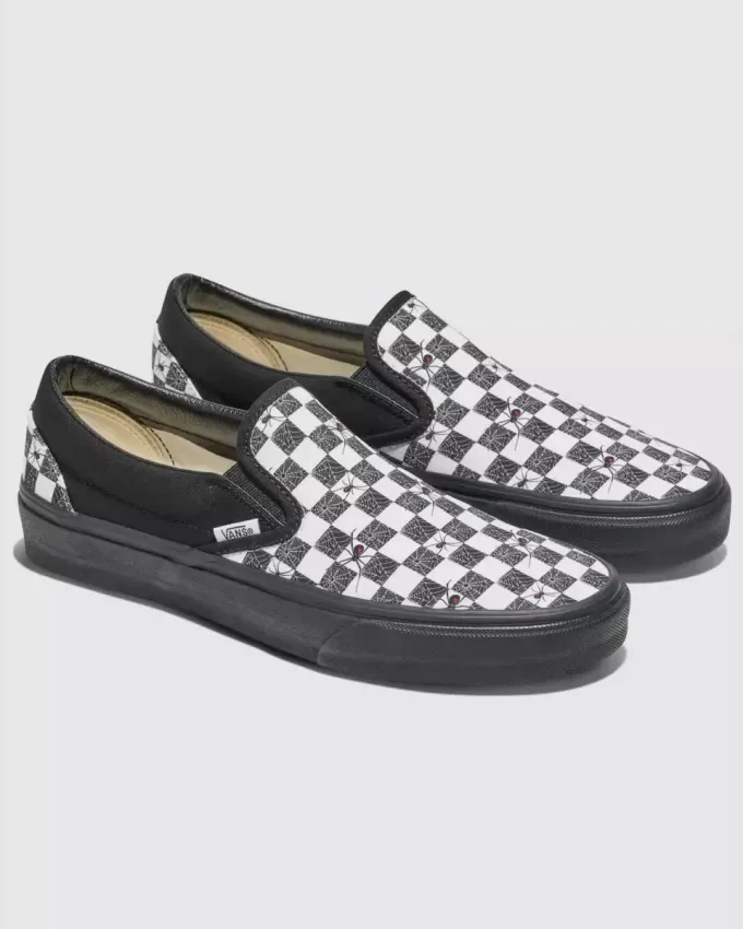 Customs Klassischer Slip-On-Schuh mit Halloween-Schachbrettmuster