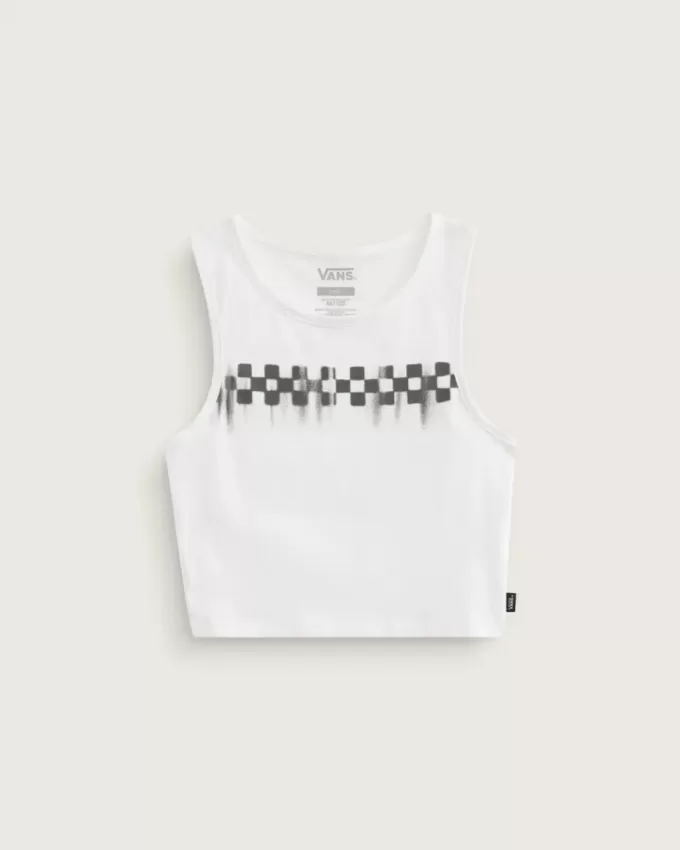 Figurbetontes Crop-Tanktop mit Schachbrettmuster Figurbetontes Crop-Tanktop mit Schachbrettmuster