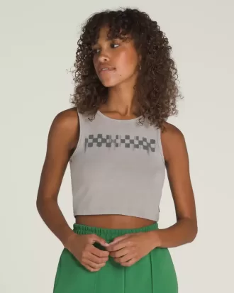 Figurbetontes Crop-Tanktop mit Schachbrettmuster