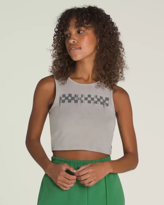Figurbetontes Crop-Tanktop mit Schachbrettmuster