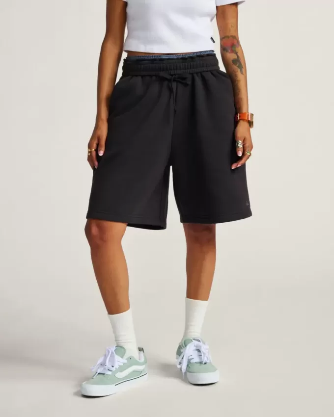 Fleece-Shorts mit Logo-Schriftzug