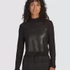 Langärmliges Oberteil aus Mesh-Satin