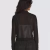 Langärmliges Oberteil aus Mesh-Satin