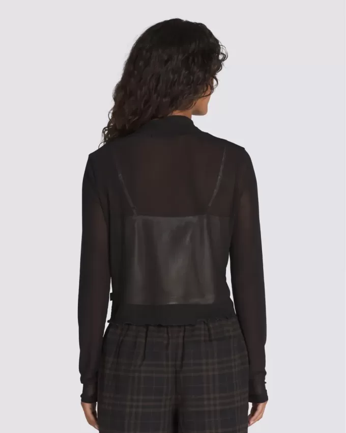 Langärmliges Oberteil aus Mesh-Satin