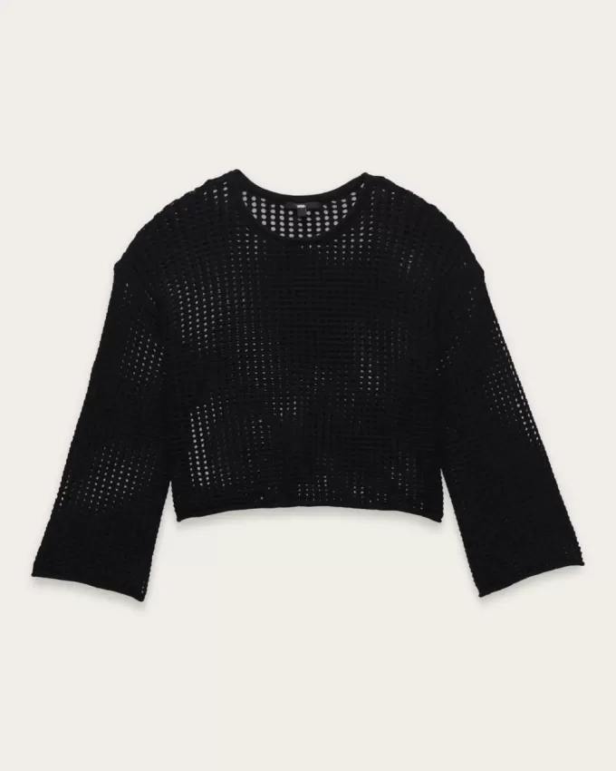Mila – Kurzer Rundhalspullover mit offenem Strickmuster Mila – Kurzer Rundhalspullover mit offenem Strickmuster