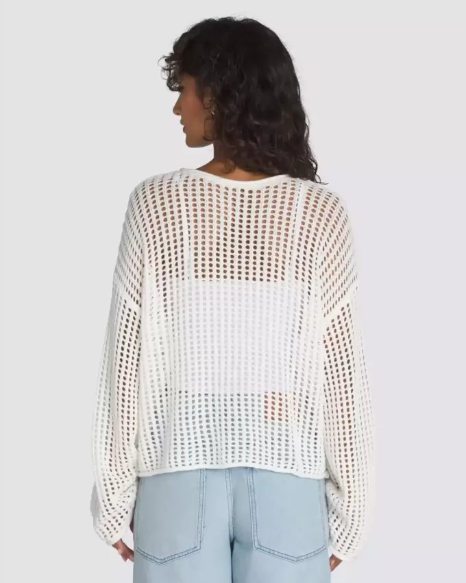 Mila – Kurzer Rundhalspullover mit offenem Strickmuster Mila – Kurzer Rundhalspullover mit offenem Strickmuster