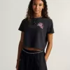 Negatives kurzes T-Shirt mit Blumenmuster Negatives kurzes T-Shirt mit Blumenmuster