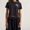 Negatives kurzes T-Shirt mit Blumenmuster Negatives kurzes T-Shirt mit Blumenmuster