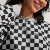Retro-Sweatshirt mit Schachbrettmuster und Rundhalsausschnitt