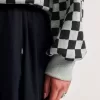 Retro-Sweatshirt mit Schachbrettmuster und Rundhalsausschnitt