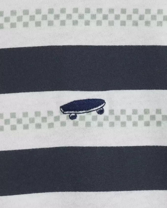 Salton T-Shirt mit Schachbrettstreifen