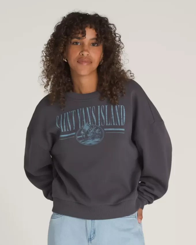 Sweatshirt mit Rundhalsausschnitt und Retro-Isle-Grafik Sweatshirt mit Rundhalsausschnitt und Retro-Isle-Grafik