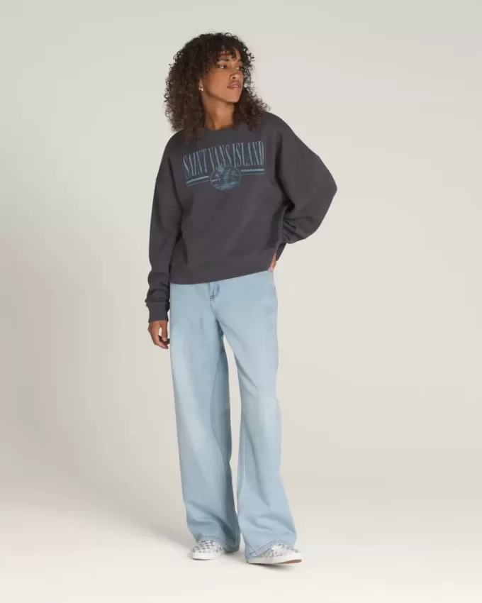 Sweatshirt mit Rundhalsausschnitt und Retro-Isle-Grafik Sweatshirt mit Rundhalsausschnitt und Retro-Isle-Grafik