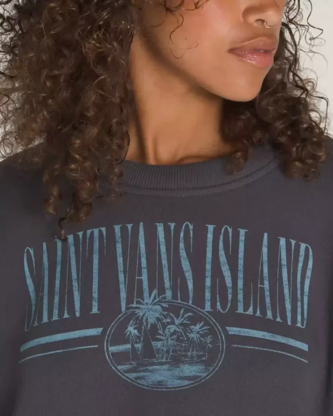 Sweatshirt mit Rundhalsausschnitt und Retro-Isle-Grafik Sweatshirt mit Rundhalsausschnitt und Retro-Isle-Grafik