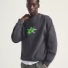 Sweatshirt mit Rundhalsausschnitt und Sternenkaromuster Sweatshirt mit Rundhalsausschnitt und Sternenkaromuster